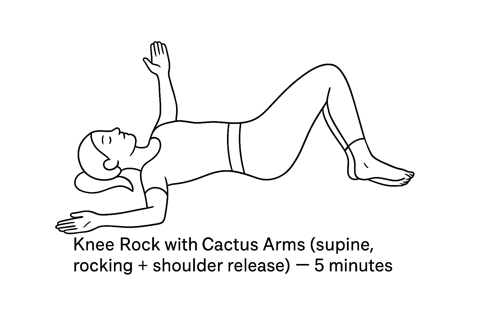 Knee Rock with Cactus Arms supine rocking shoulder release — 5 minutes