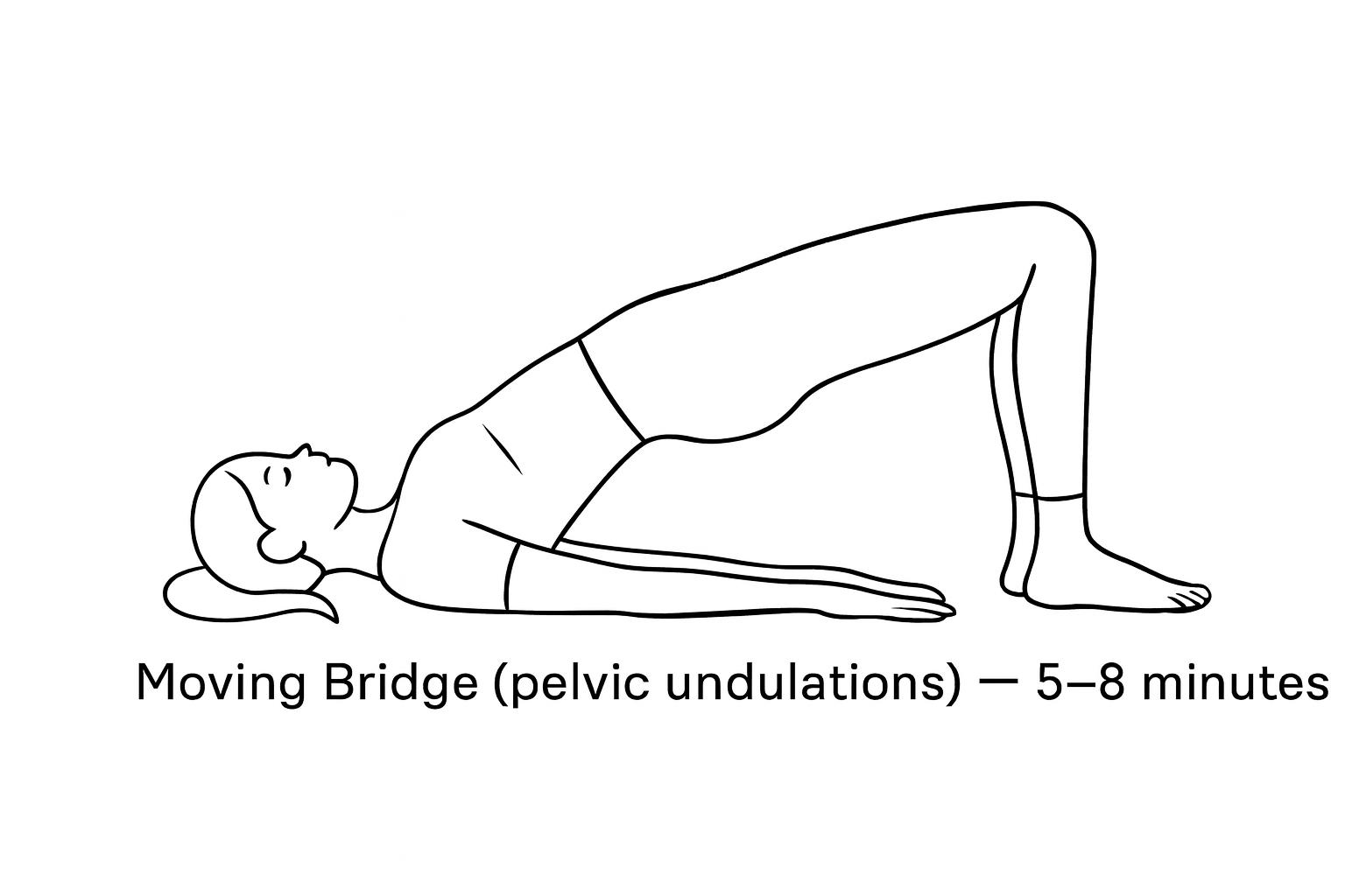 Moving Bridge pelvic undulations — 5–8 minutes